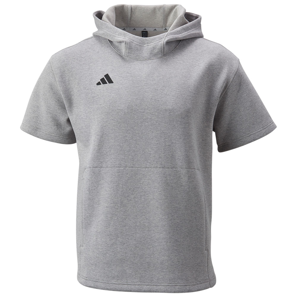 adidas Dugout Short Sleeve Hoodie (Gender Neutral) Grey M - Mens Baseball Hoodies & Sweatshirts