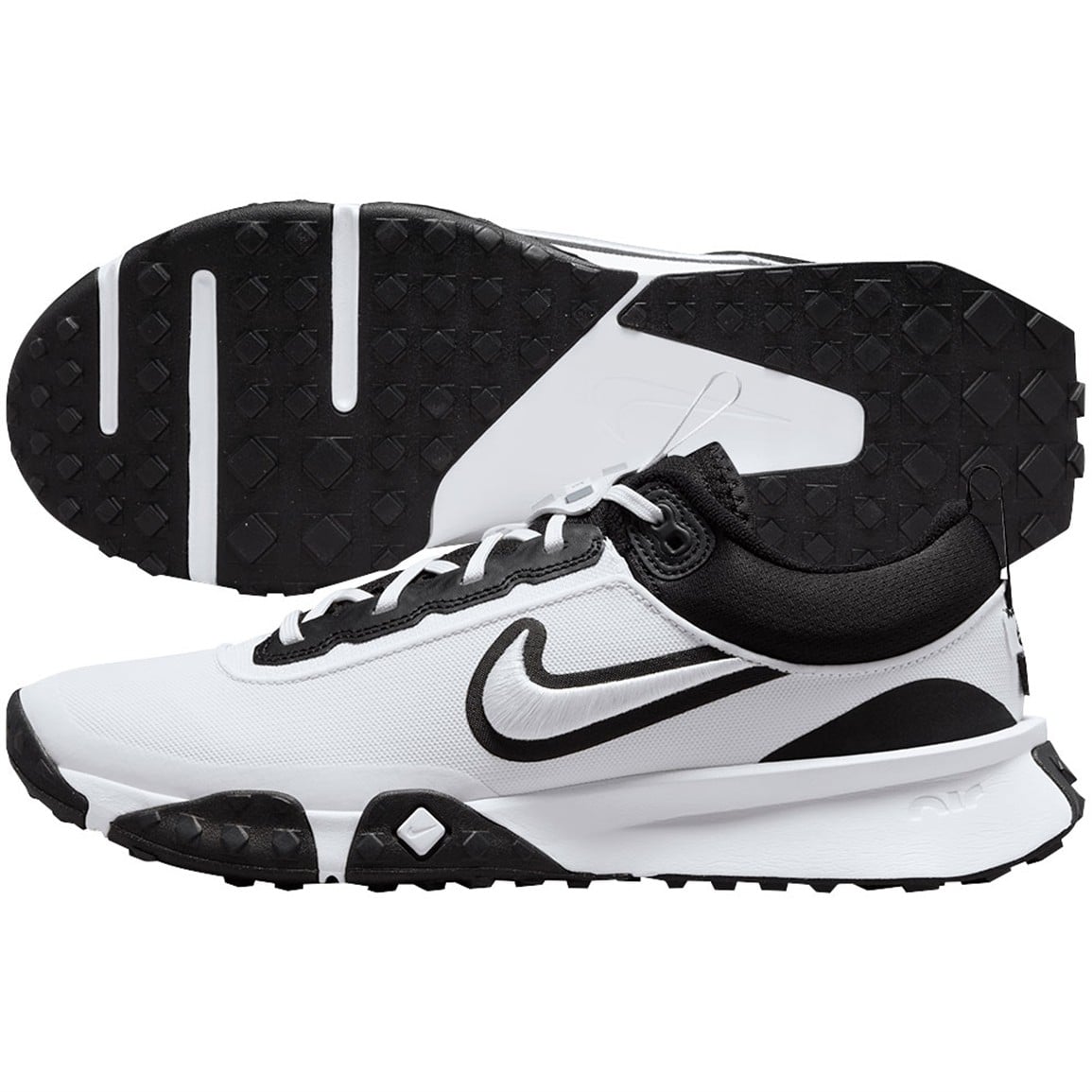 Nike Air Diamond Varsity Turf Baseball Shoes, Size 8.5, White/Black/White