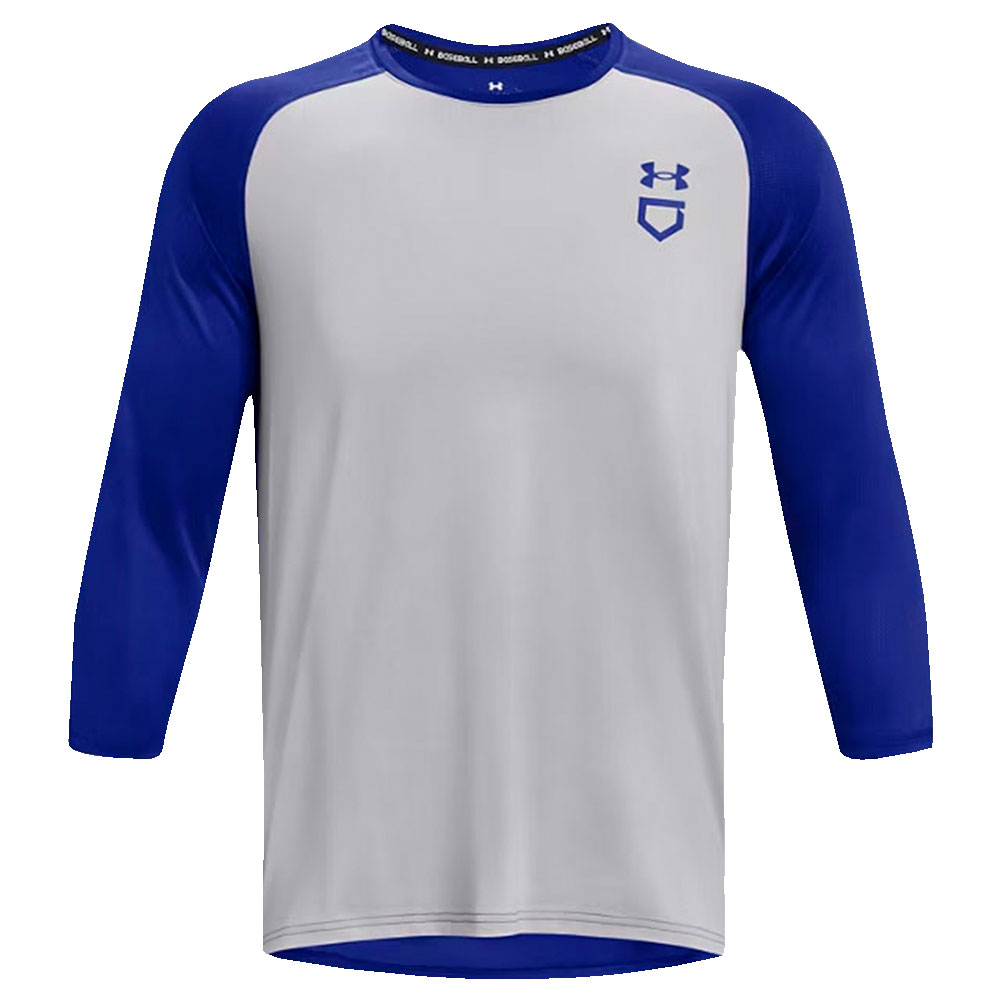 Under Armour Men's Utility 3/4 Sleeve Baseball Shirt, Small, Grey/Royal