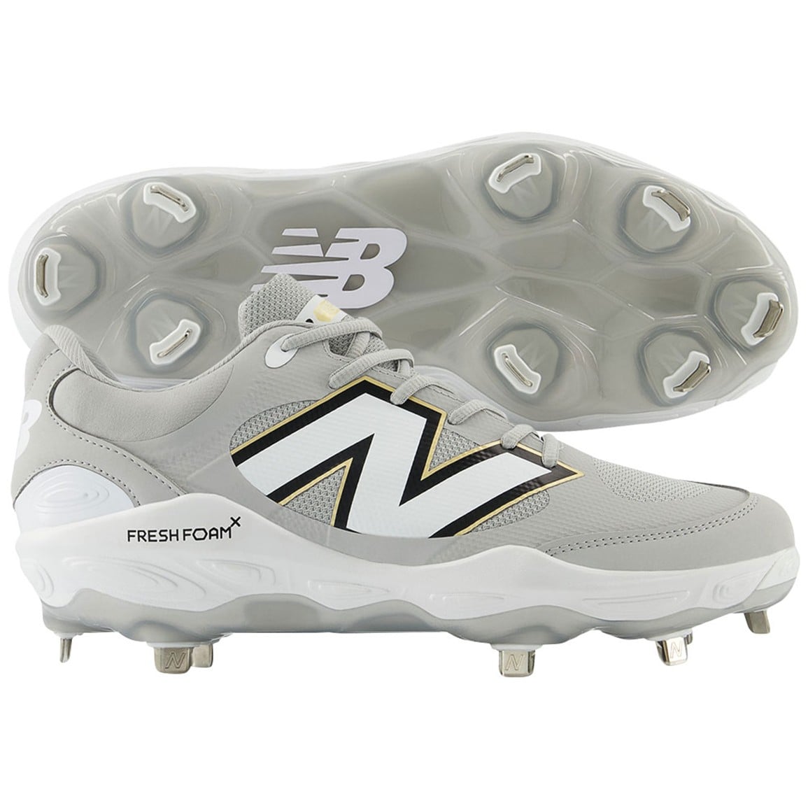 New Balance Fresh Foam X 3000 V7 Metal Baseball Cleats, Size 15, Grey/White