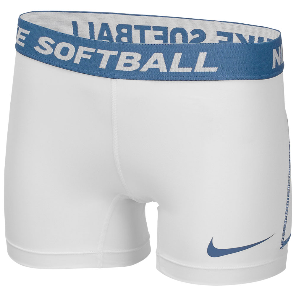 Nike Girls' Pro Softball Slider Shorts, Medium, White/Stone Blue