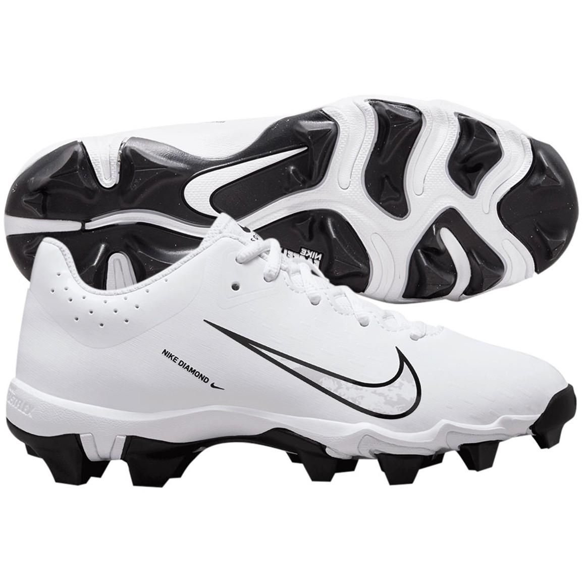 Nike Kids' Hyperdiamond 4 Keystone Softball Cleats, Size 1, White/Black/Platinum