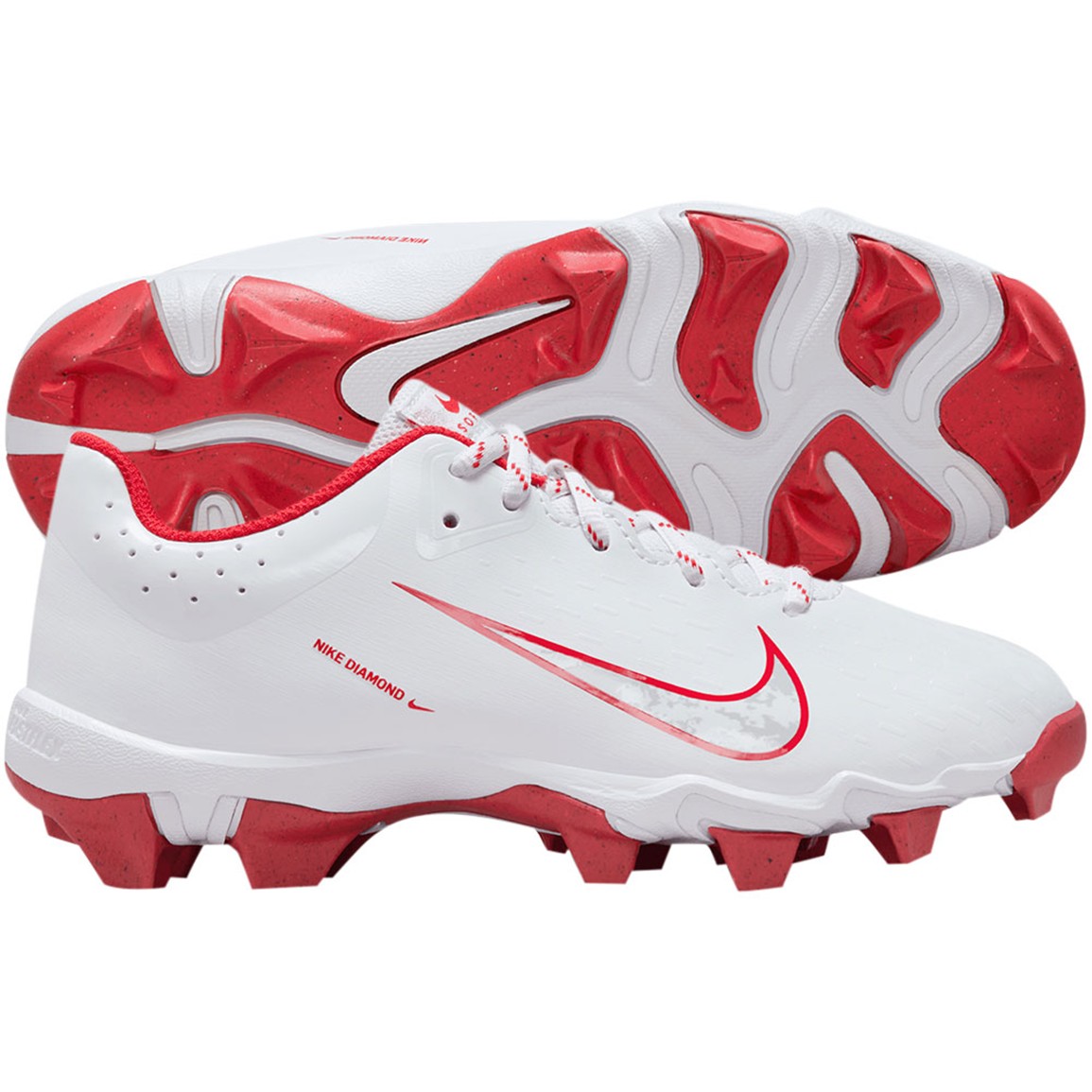 Nike Kids' Hyperdiamond 4 Keystone Softball Cleats, Size 3, White/University Red/Platinum