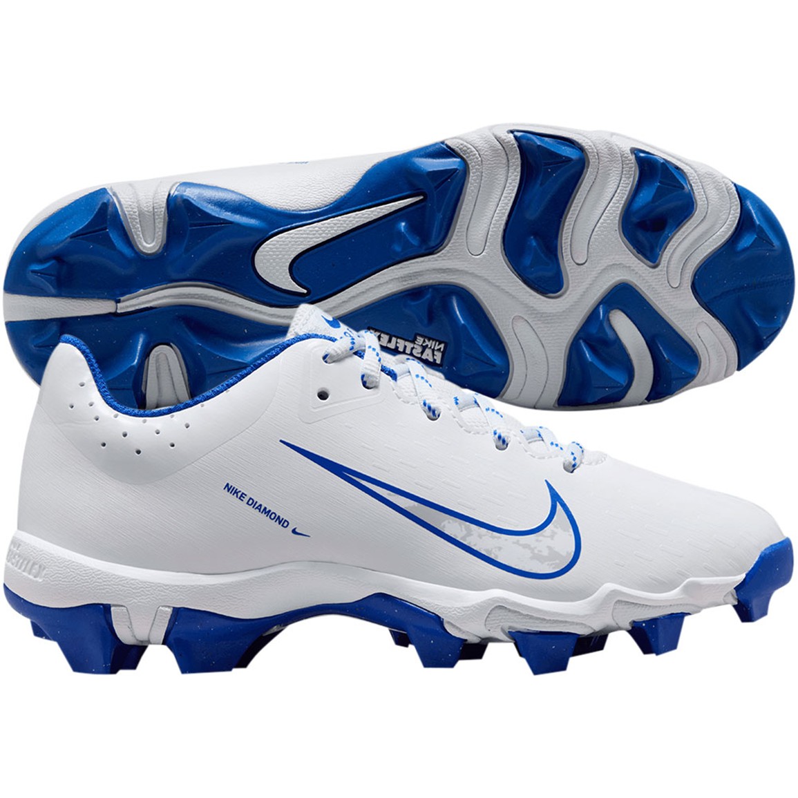 Nike Kids' Hyperdiamond 4 Keystone Softball Cleats, Size 2.5, White/Hyper Royal/Platinum