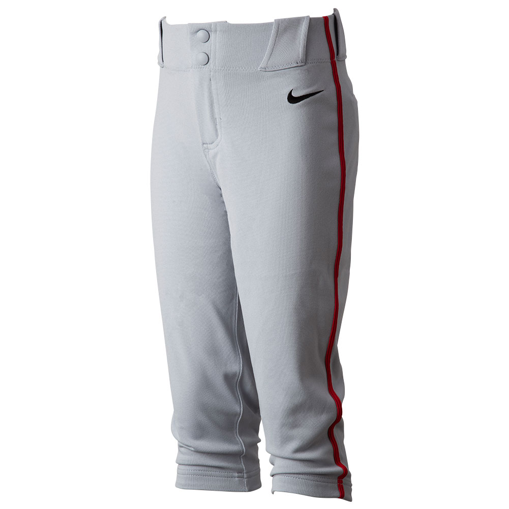 Nike Boys' Vapor Select 2 Piped High Baseball Pants, Medium, Wolf Grey/University Red