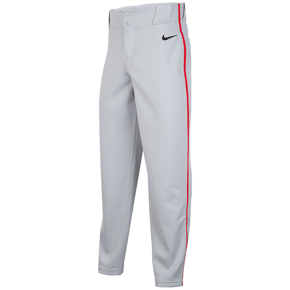 Nike Boys' Vapor Select 2 Piped Baseball Pants, XL, Wolf Grey/University Red