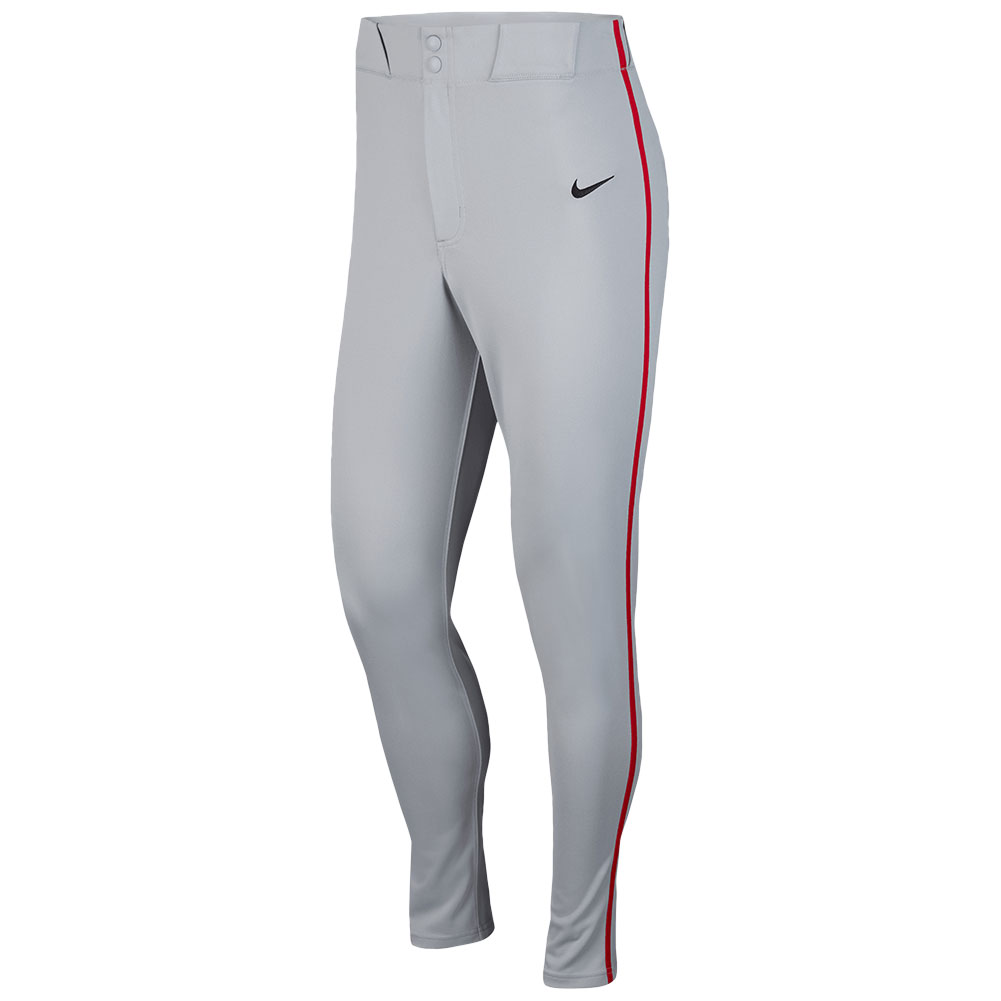 Nike Men's Vapor Select 2 Piped Baseball Pants, XL, Wolf Grey/University Red