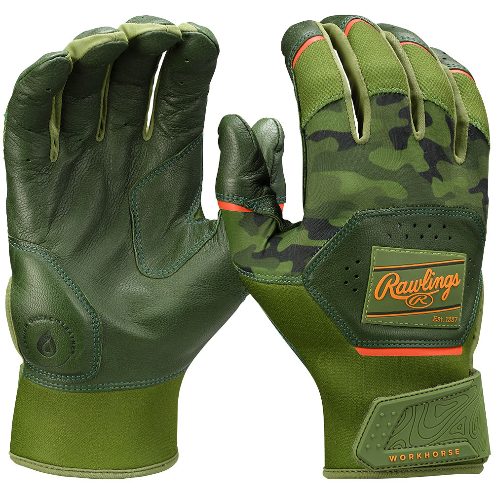 Rawlings Adult Workhorse Batting Gloves, Men's, Small, Military Green