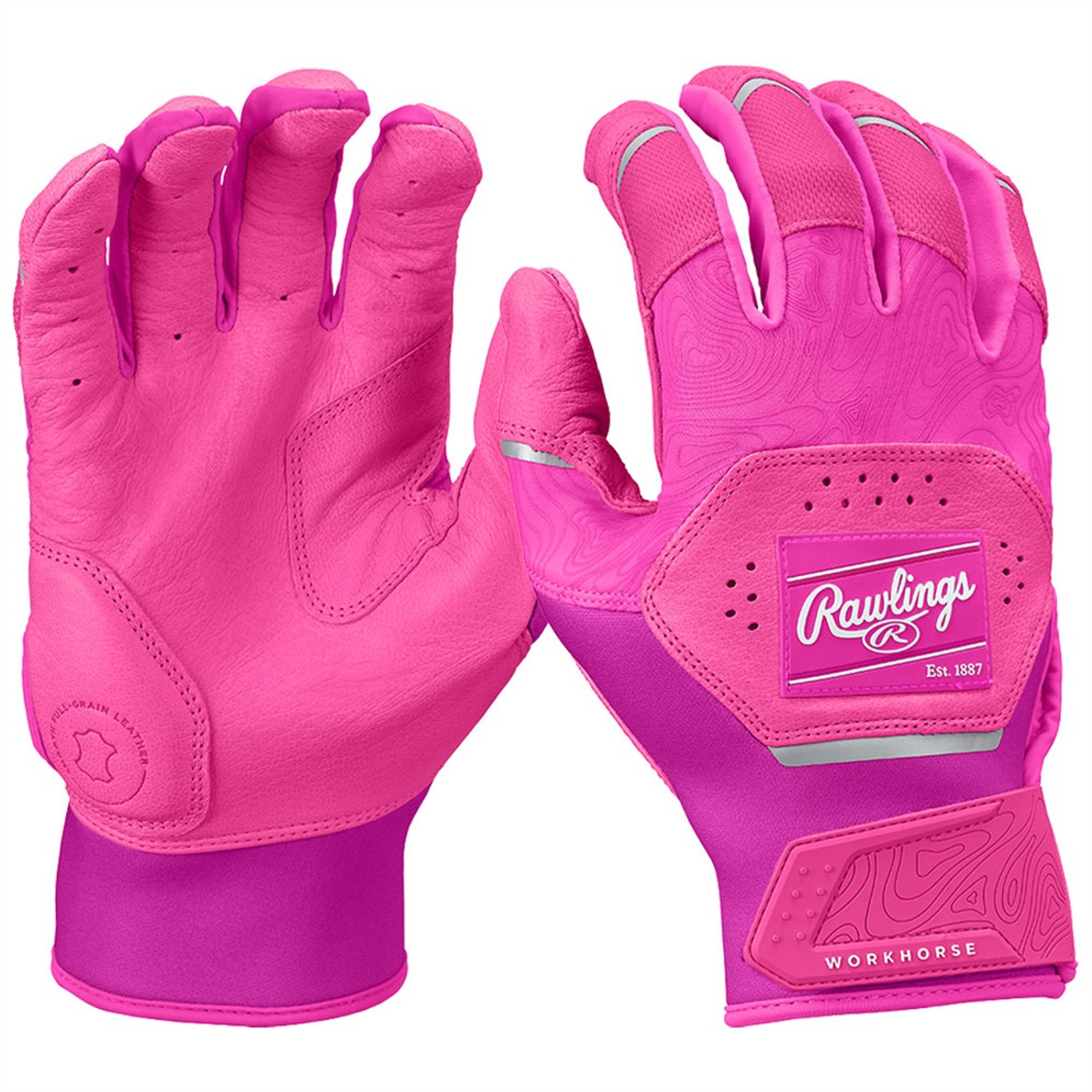 Rawlings Youth Workhorse Batting Gloves, XL, Hot Pink