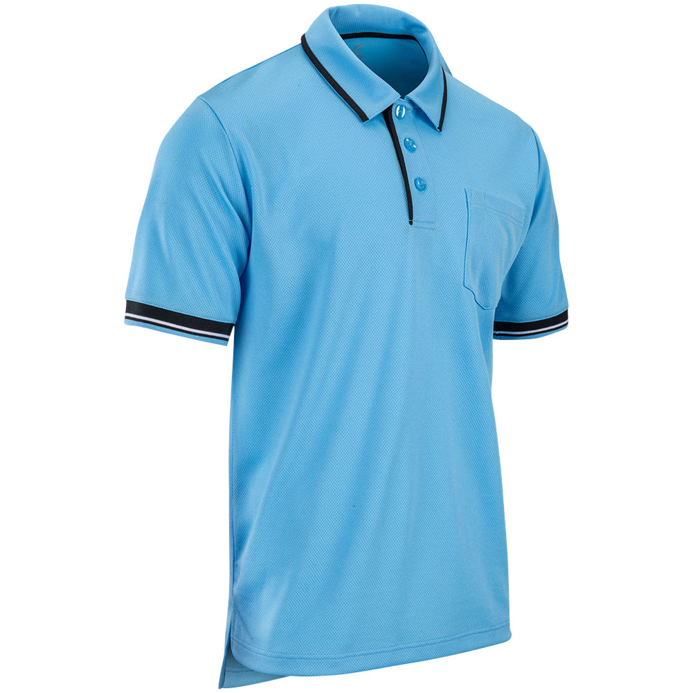 CHAMPRO Men's Umpire Polo, Medium, Light Blue/Black