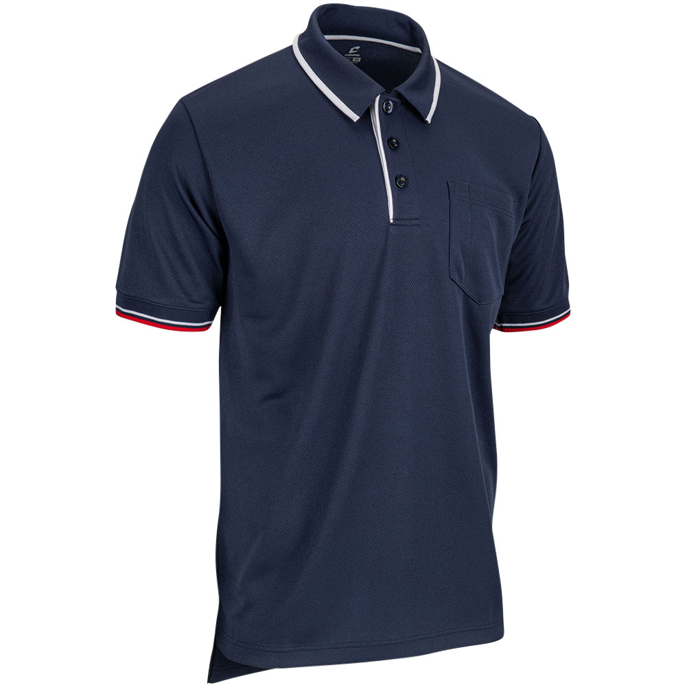 CHAMPRO Men's Umpire Polo, Medium, Navy/White/Scarlet