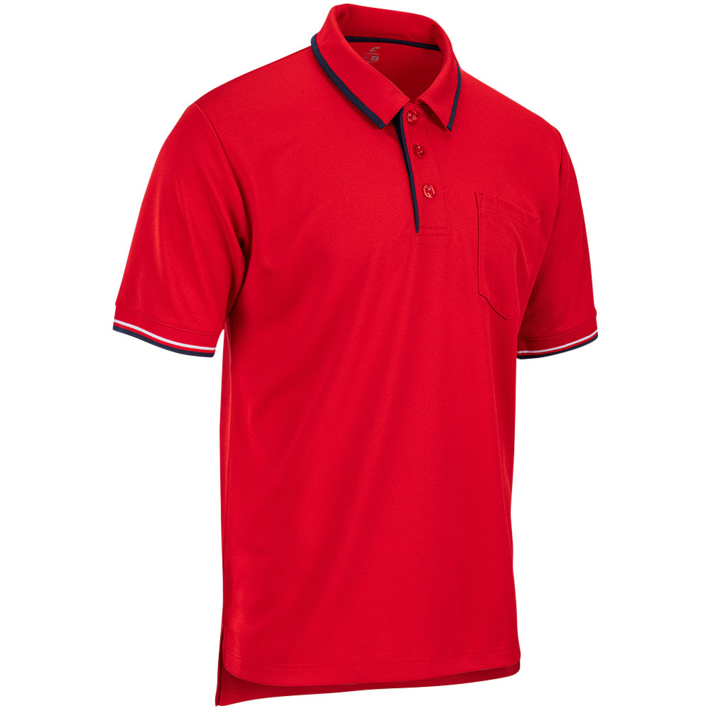 CHAMPRO Men's Umpire Polo, Medium, Scarlet/Navy/White