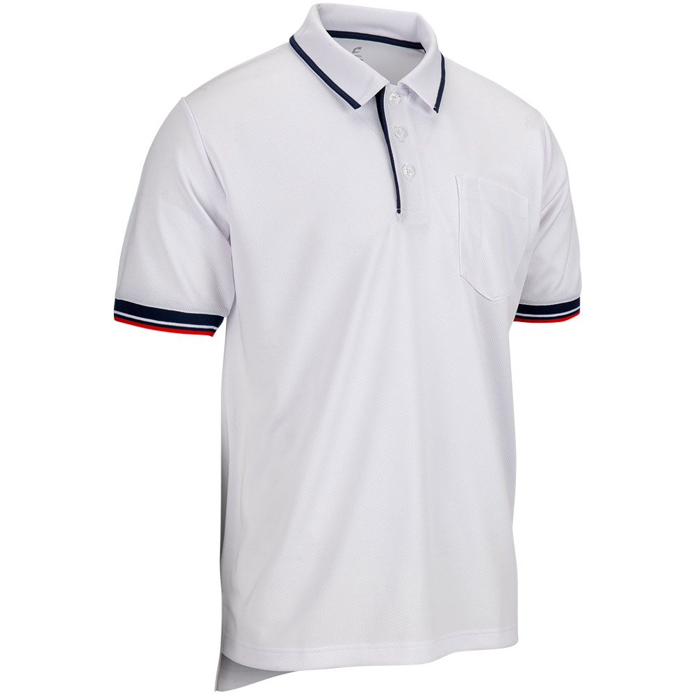 CHAMPRO Men's Umpire Polo, Medium, White/Navy/Scarlet