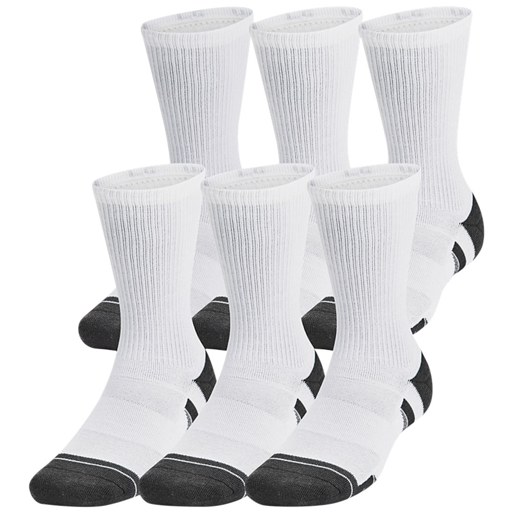 Under Armour Unisex UA Performance Tech Crew Socks - 6-Pack, Men's, Medium, White/Jet Gray