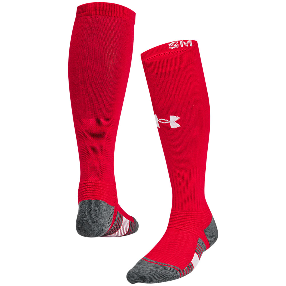 Under Armour Youth Team OTC Socks, Small, Red/Grey/White