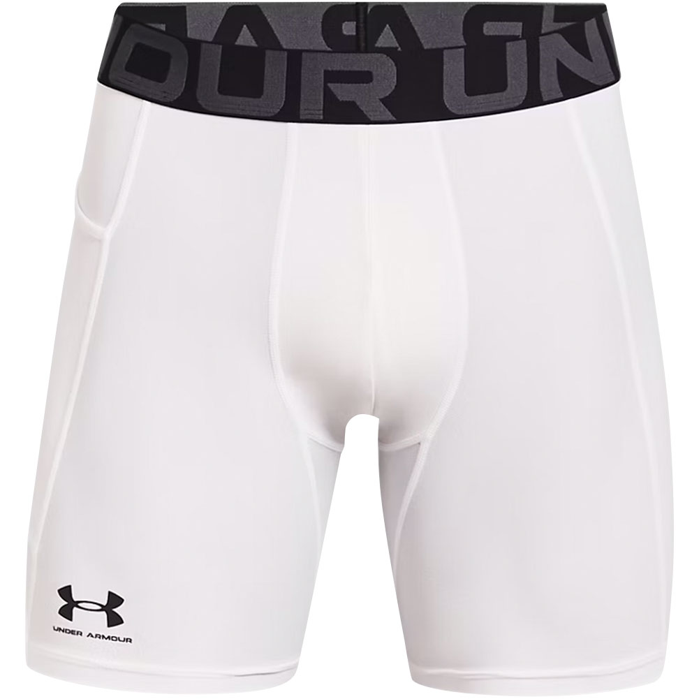 Under Armour Men's HeatGear Compression 6" Shorts, Medium, White/Black
