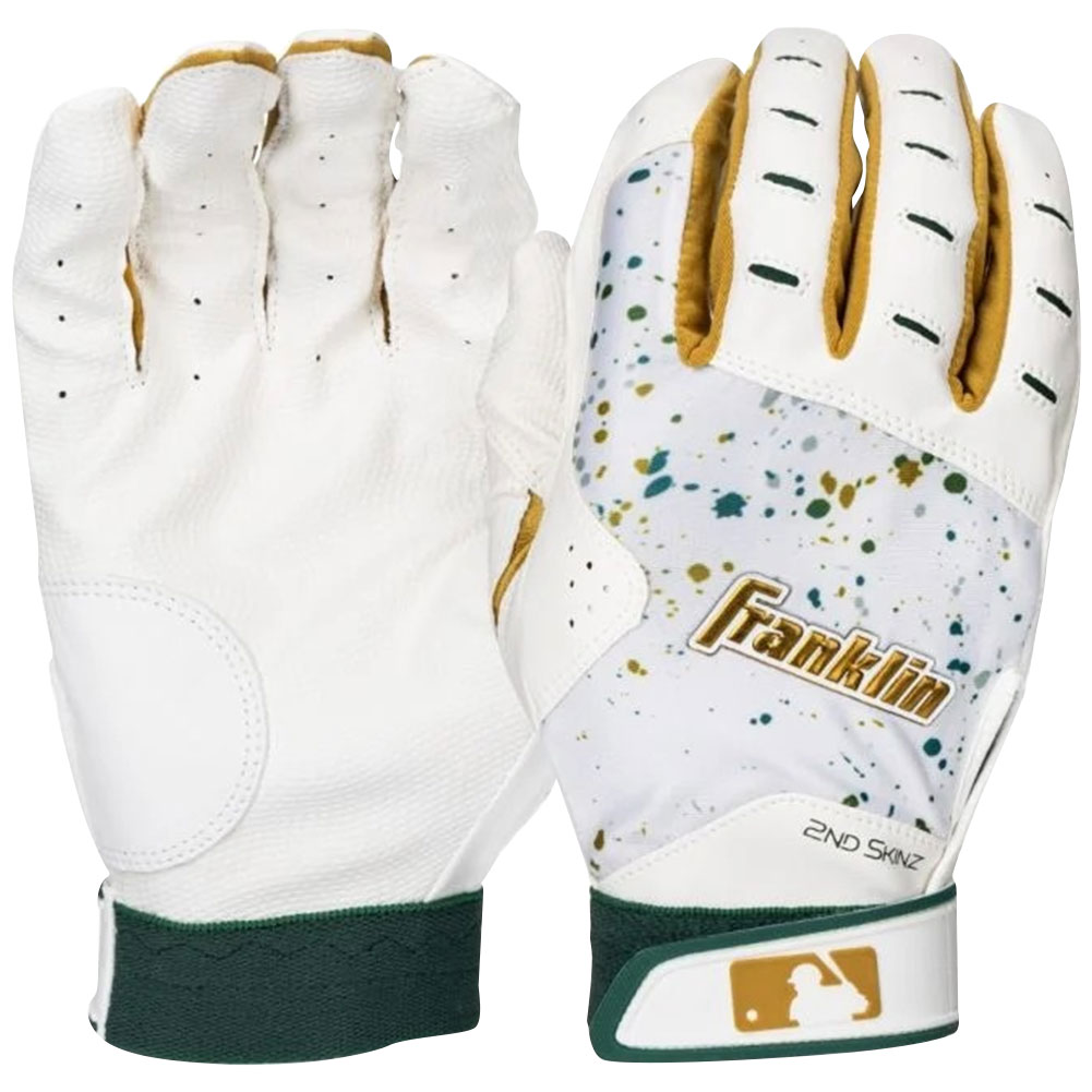 Franklin Adult 2nd-Skinz Drip Batting Gloves, Men's, XL, White/Forest Green