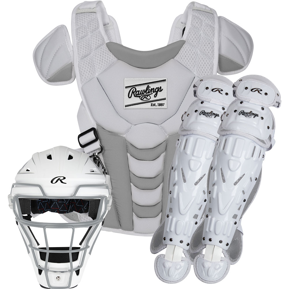 Rawlings Intermediate Velo Fastpitch Softball Catcher's Set, Women's, White/Silver