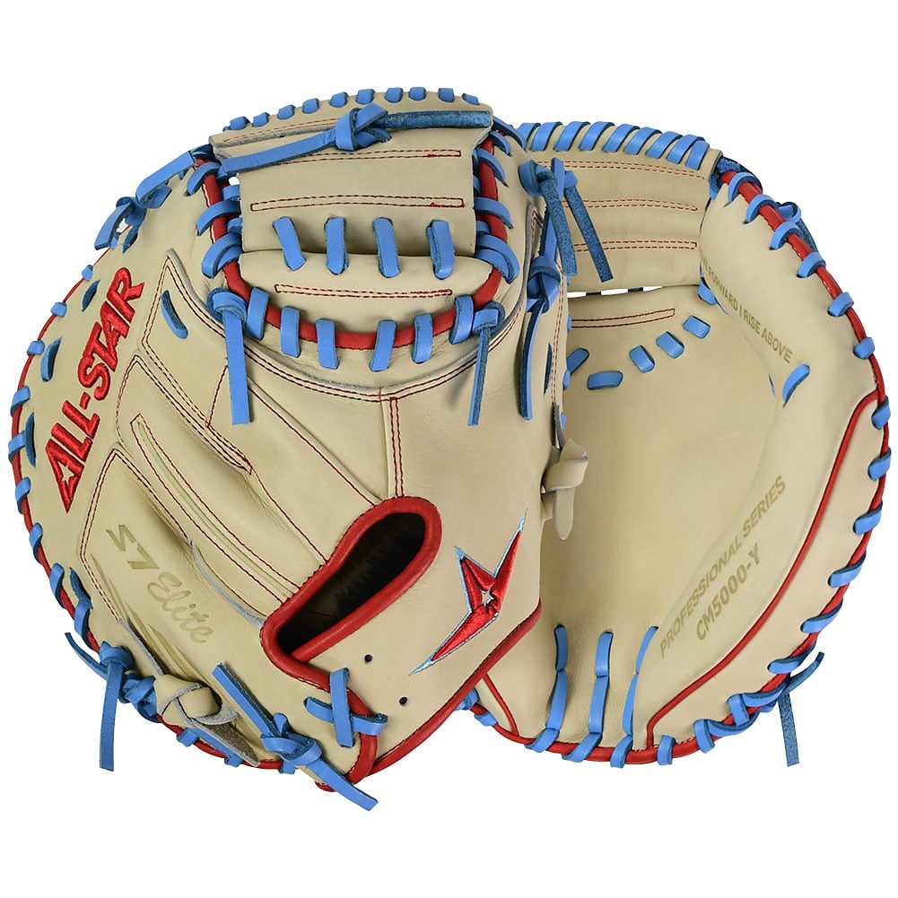 All-Star 33” S7 Elite Series Catcher's Mitt, Tan/Red