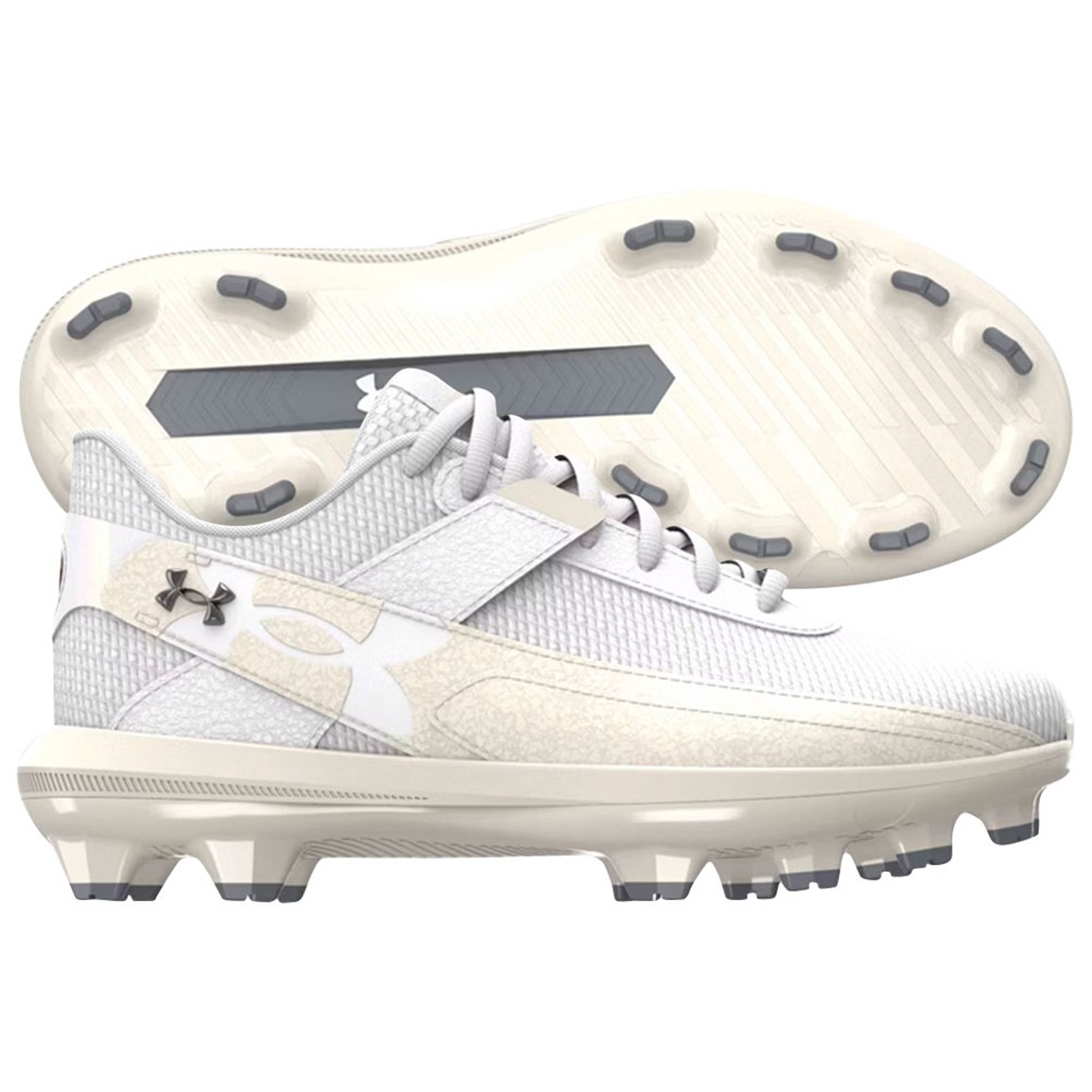 Under Armour Kids' Harper 10 TPU Baseball Cleats, Size 2, White/Stone