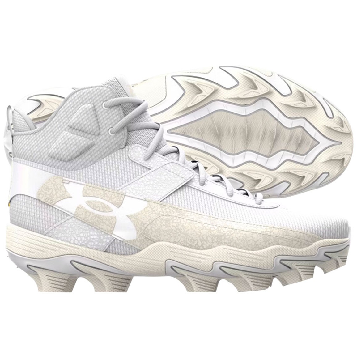Under Armour Kids' Harper 10 RM Baseball Cleats, Size 2, White/Stone