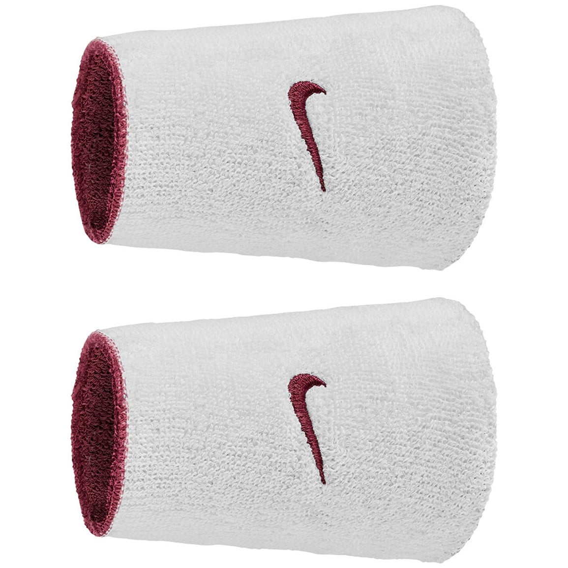 Nike Swoosh Classic Reversible Doublewide Wristbands - 2 Pack, Dark Team Red/White