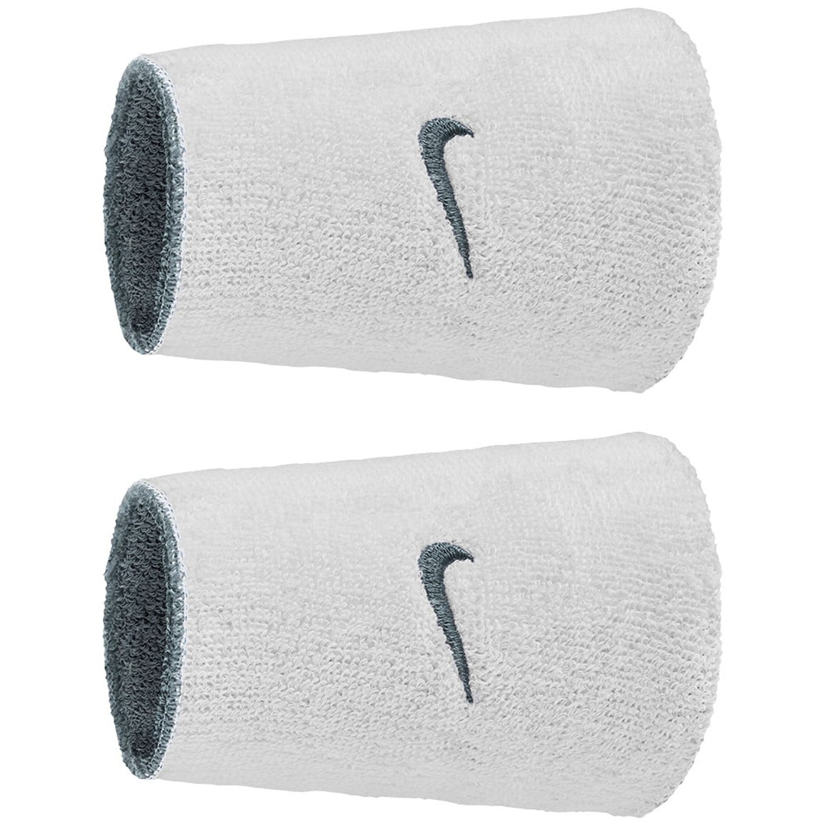 Nike Swoosh Classic Reversible Doublewide Wristbands - 2 Pack, Cool Grey/White