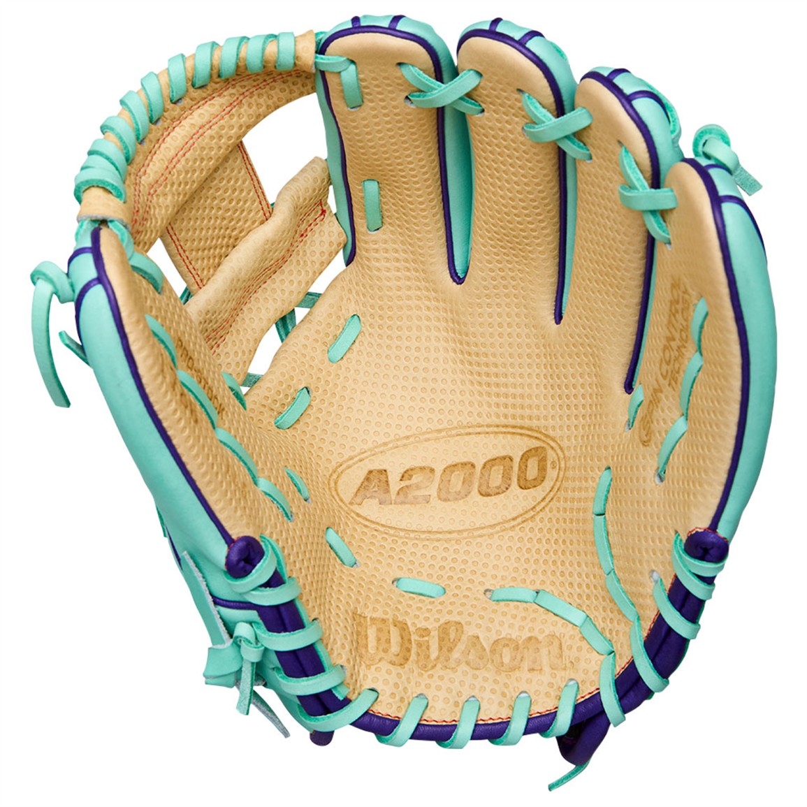 Wilson A2000 Spin Control — Spin Control Technology dimpled leather closeup