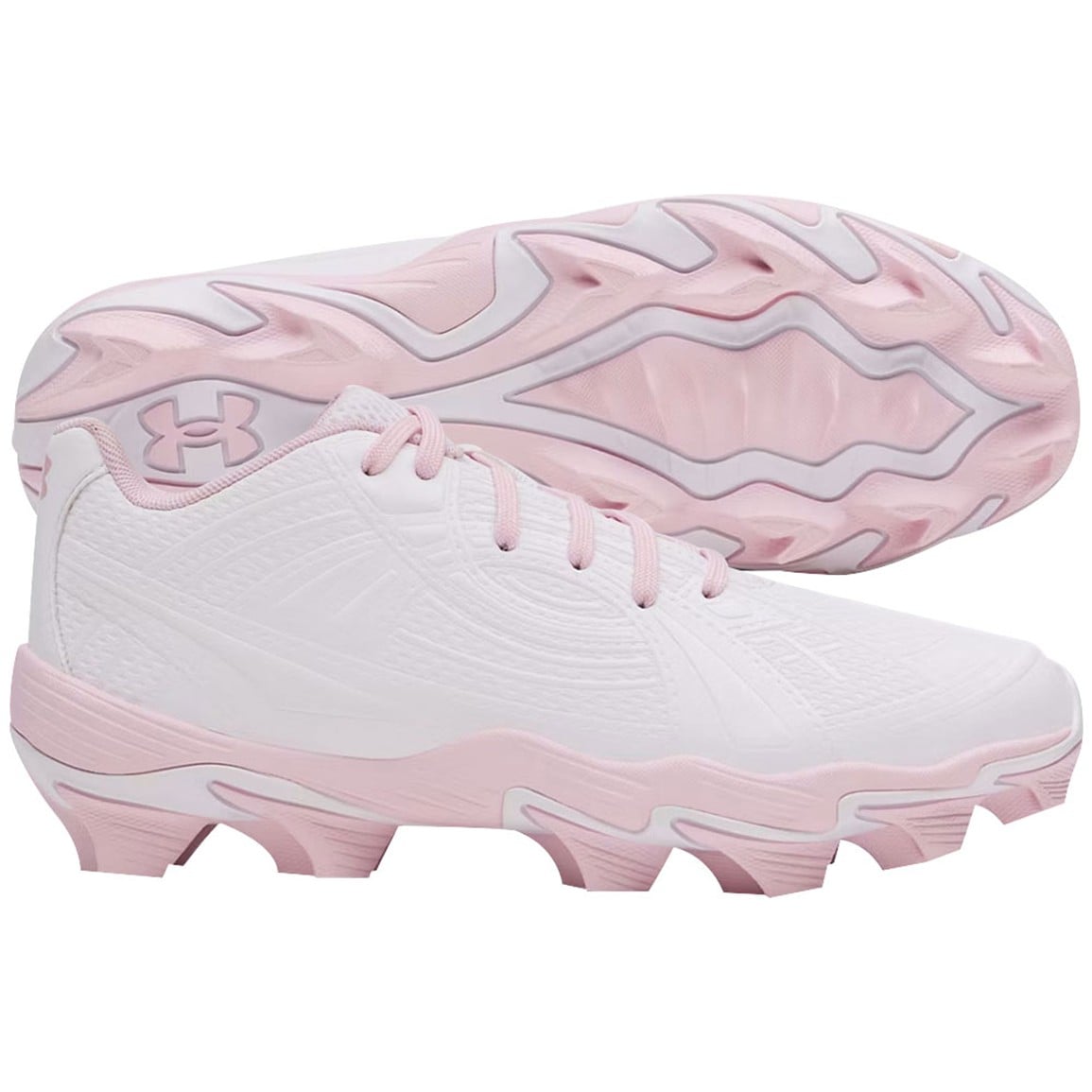 Under Armour Glyde Sola RM Softball Cleats, Size 7, White/Pink