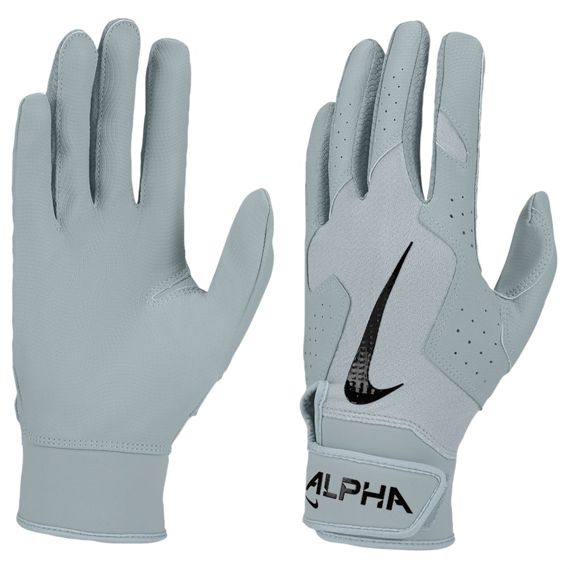 Nike Adult Alpha 2.0 Batting Gloves, Men's, Small, Wolf Grey/Wolf Grey/Black