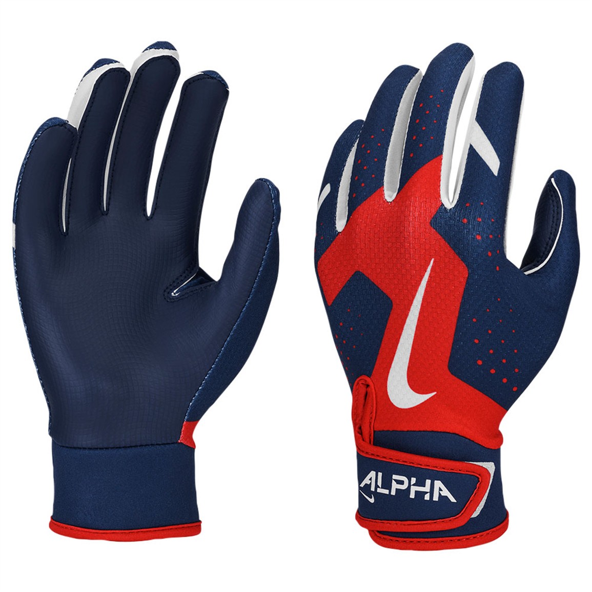 Nike Youth Alpha 2.0 Tee Ball Batting Gloves, Small/Medium, Red/Navy/White