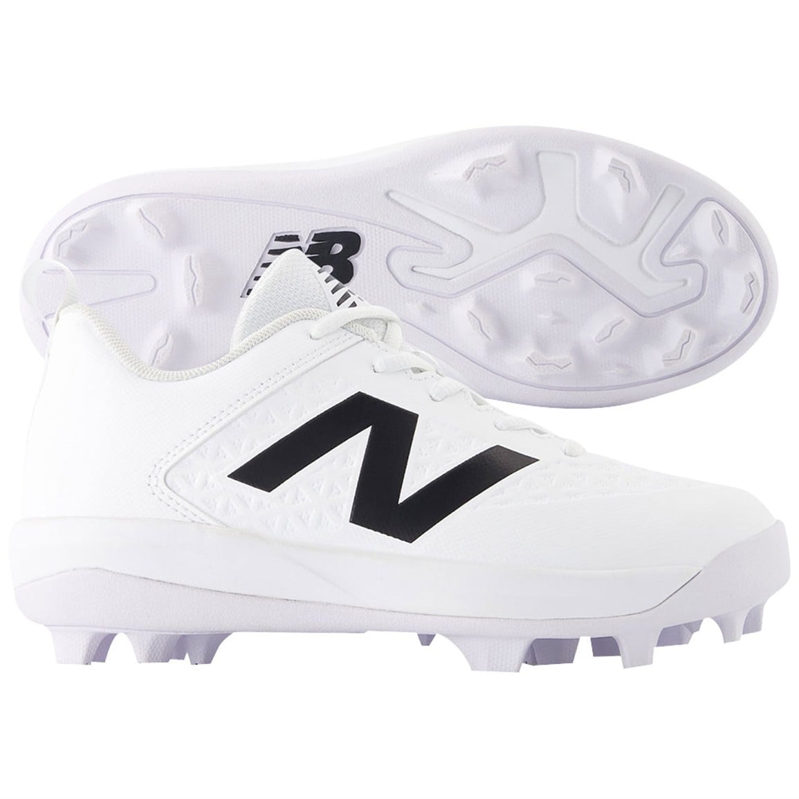New Balance Kids' 4040v8 Youth Rubber-Molded Baseball Shoes - White/Black (Size 11)