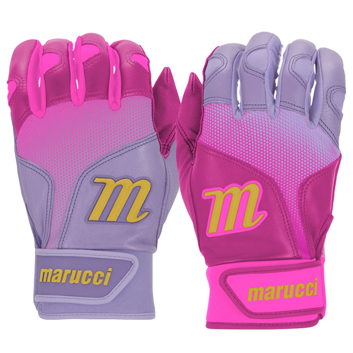 Marucci Adult Power Fade Batting Gloves, Men's, Large, Pink/Purple