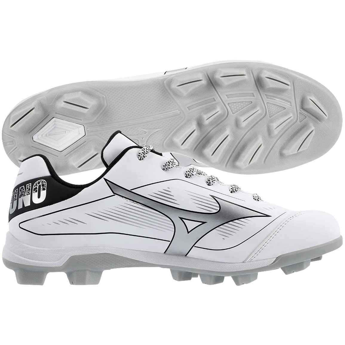 Mizuno Cushionrevo Diamond TPU Baseball Cleats, Size 7, White/Black