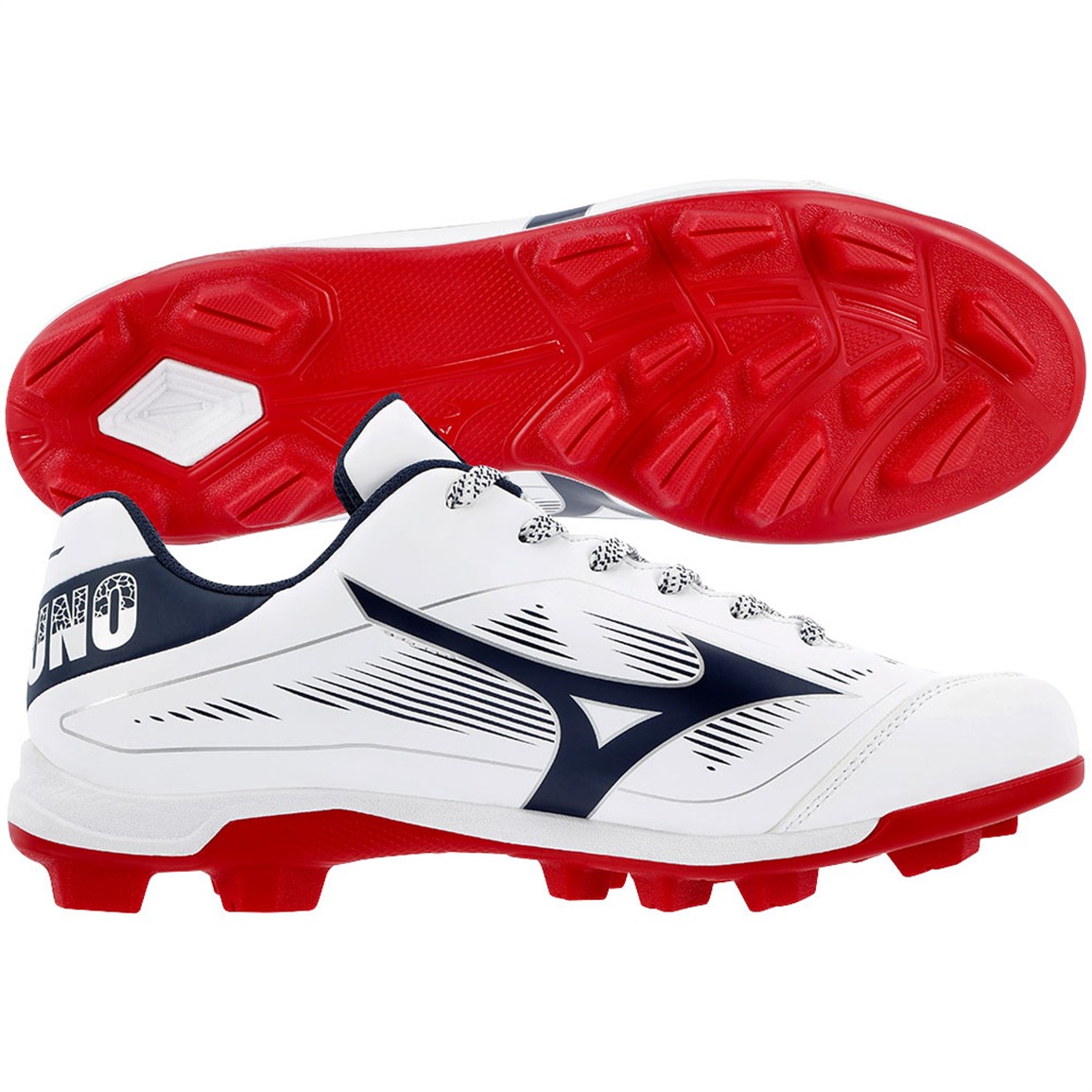 Mizuno Cushionrevo Diamond TPU Baseball Cleats, Size 7, White/Navy