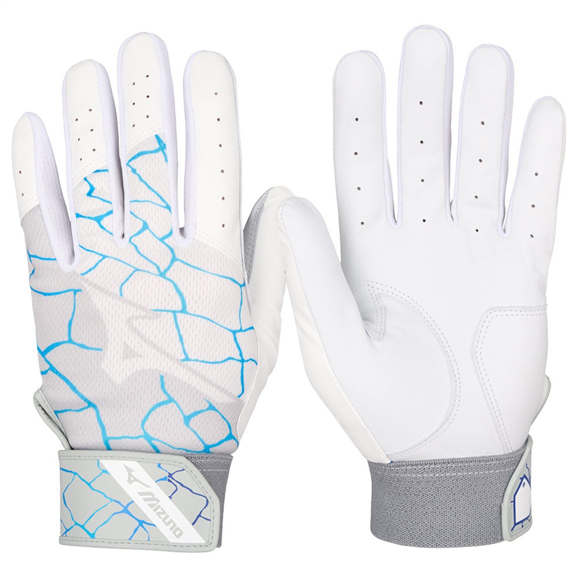 Mizuno Adult MVP Batting Gloves, Men's, XXL, White/Blue