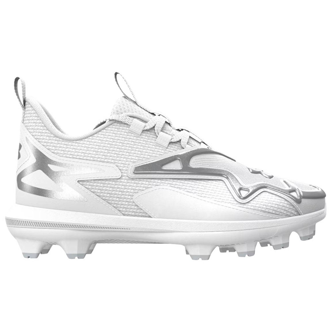 Under Armour Kids' Harper 11 TPU Baseball Cleats, Size 2, White/Silver
