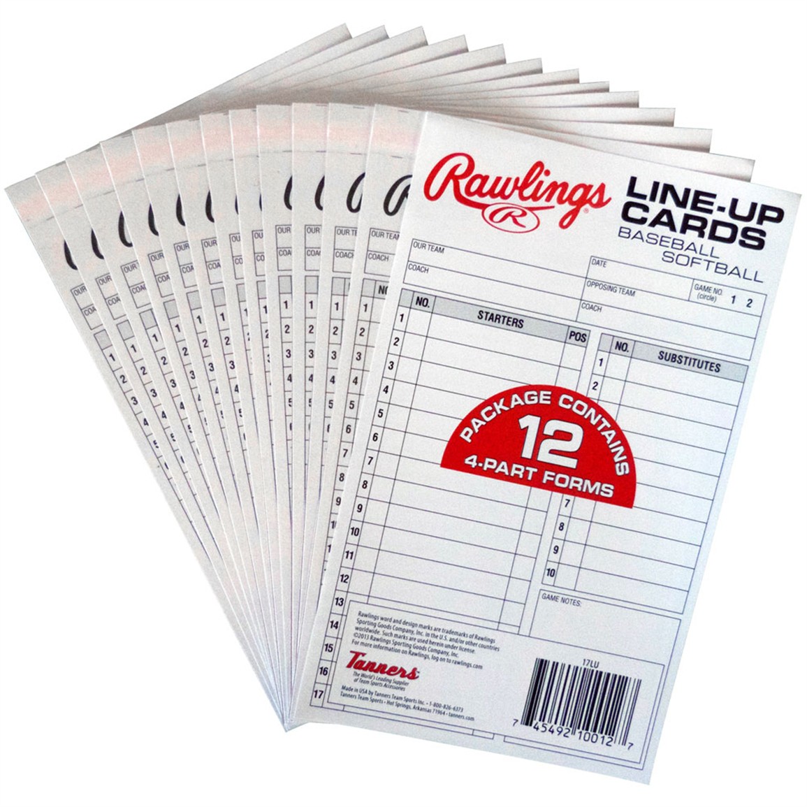 Academy System-17 Baseball/Softball Lineup Cards 12-Pack