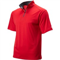 Badger Men's Short Sleeve 1/4-Zip Baseball Batting Jacket, Red/Grey