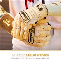 Franklin Youth CFX Pro Chrome Dip Batting Gloves, White/Gold