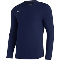 Mizuno Youth Attack Long Sleeve Crew Baseball Training Shirt, Navy