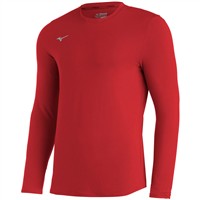 Mizuno Youth Attack Long Sleeve Crew Baseball Training Shirt, Red