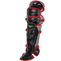 Mizuno Adult Samurai Catcher Baseball Leg Guards, Black/Red