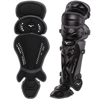 Mizuno Adult Samurai Catcher Baseball Leg Guards, Black/Grey