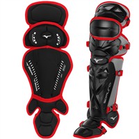 Mizuno Adult Samurai Catcher Baseball Leg Guards, Black/Red
