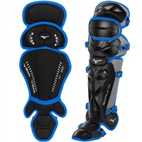 Mizuno Adult Samurai Catcher Baseball Leg Guards, Black/Royal