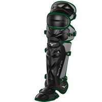 Mizuno Samurai Intermediate Catcher Baseball Leg Guards, Black/Green