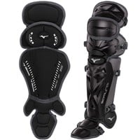 Mizuno Samurai Intermediate Catcher Baseball Leg Guards, Black/Grey