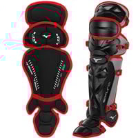 Mizuno Samurai Intermediate Catcher Baseball Leg Guards, Black/Red