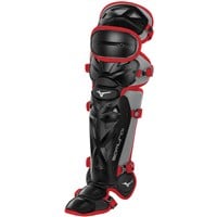Mizuno Youth Samurai Catcher Baseball Leg Guards, Black/Cardinal